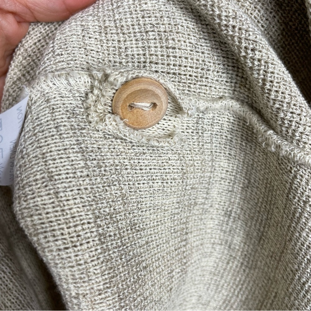 Horveit Beige Cotton Linen Knit 3/4 Button Up Coastal Grandma Tunic Sweater 3XL - Picture 12 of 15
